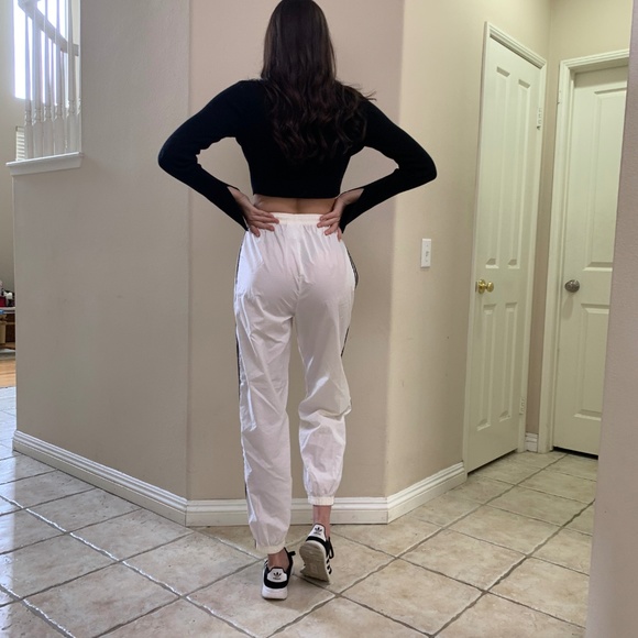 White ADIDAS High Waisted Pockets Athletic Pants m - Picture 5 of 8